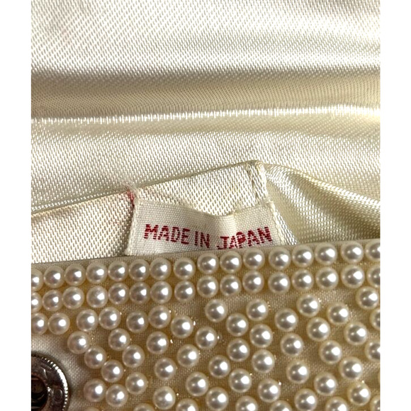 Vintage Mid-Century Faux Pearl Handbag About 7.75" x 4.5" Made Japan SKU U195 - Picture 6 of 6